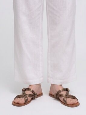 ANTHROPOLOGIE Metallic Bronze Knot Strap Flat Sandals